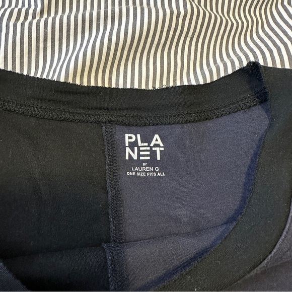 PLANET by Lauren G Pima Cotton Two Tone Crew Swing  Tee Black Midnight OS - Picture 5 of 6